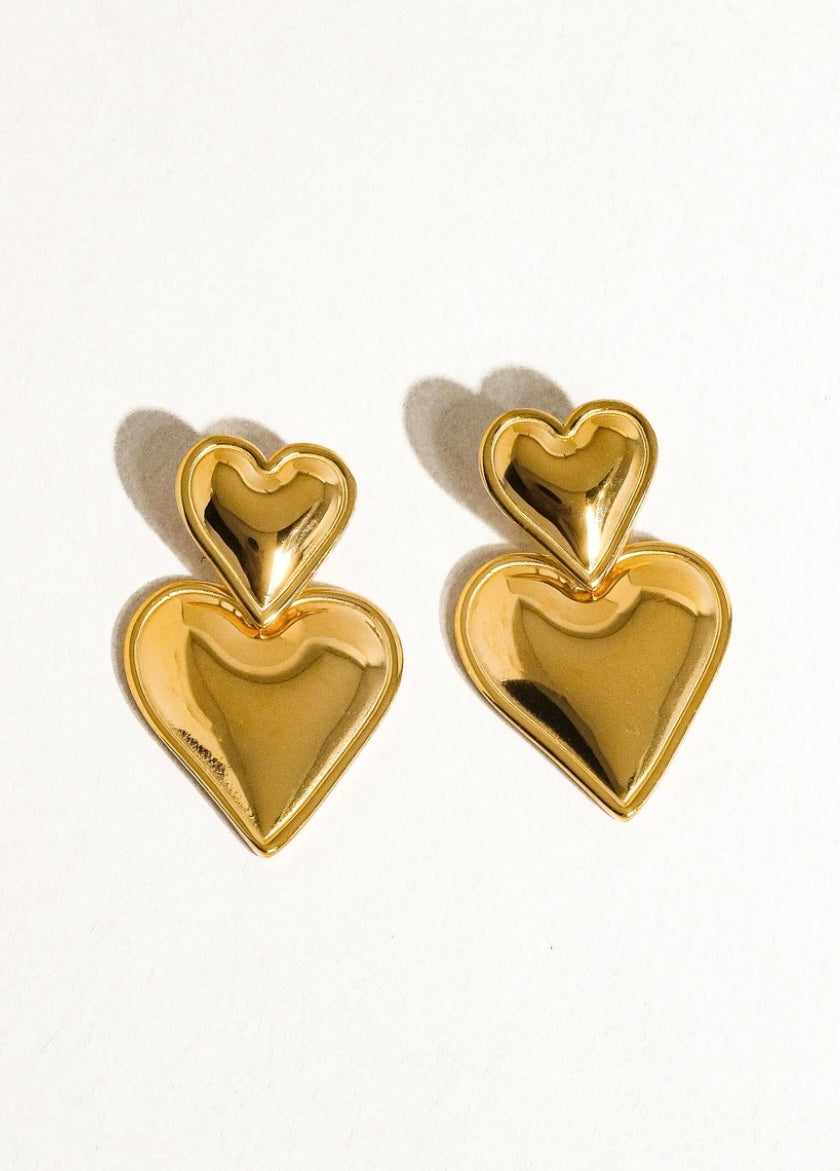 18K gold-plated Layered Heart Earrings