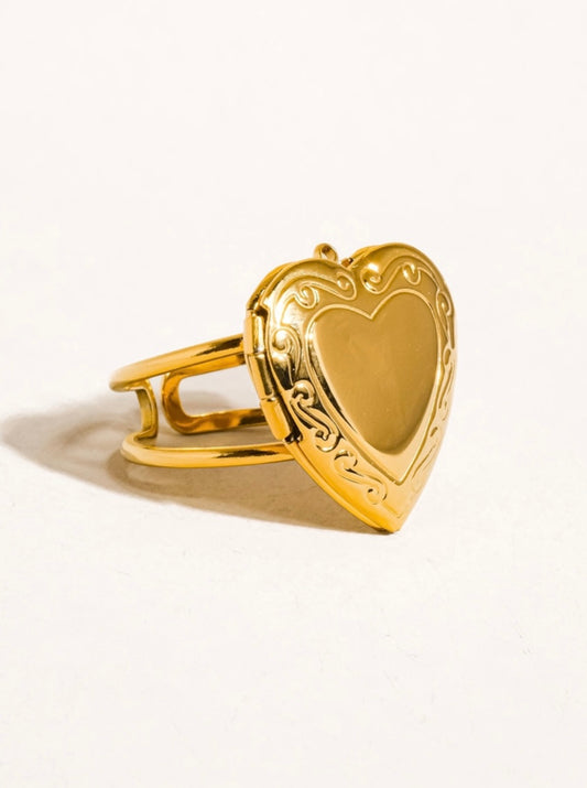 18K gold-plated Locket Heart Ring