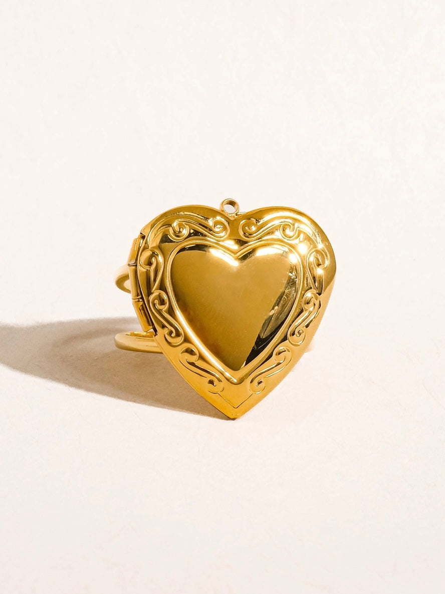 18K gold-plated Locket Heart Ring