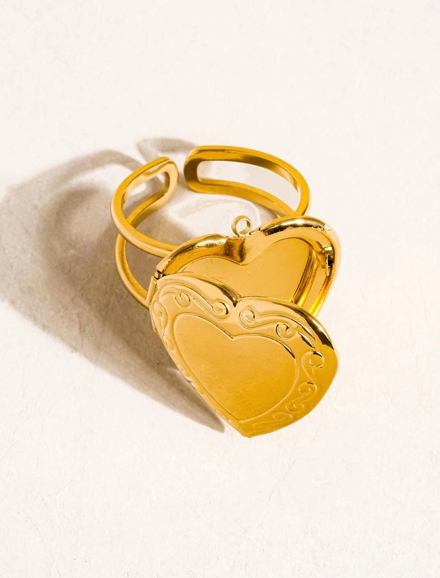 18K gold-plated Locket Heart Ring