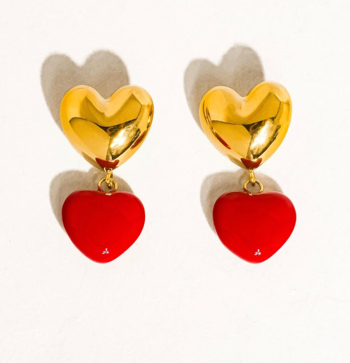 18k gold-plated Red Heart earrings